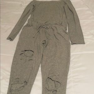 Grey ripped jumpsuit